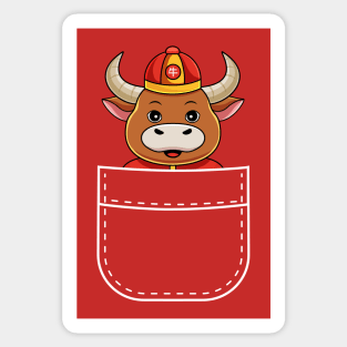 Funny Ox In The Pocket Chinese New Year 2021 Sticker